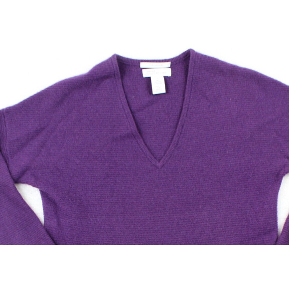 Nordstrom 100% Cashmere Sweater Womens Small Purple Ribbed Soft Minimalist - Picture 4 of 4